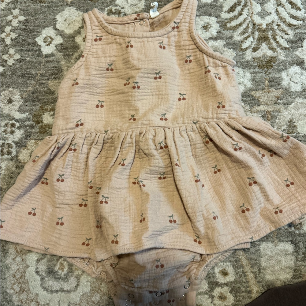 Quincy Mae cherry one piece bubble/dress.